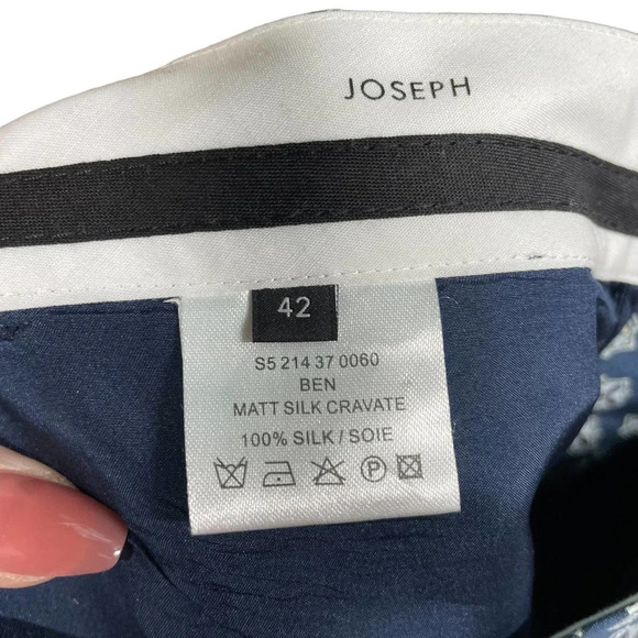 JOSEPH Ben Matt Silk Cravate Blue Diamond Print Silk Trouser Pants Size 42 US 10 - Picture 10 of 10